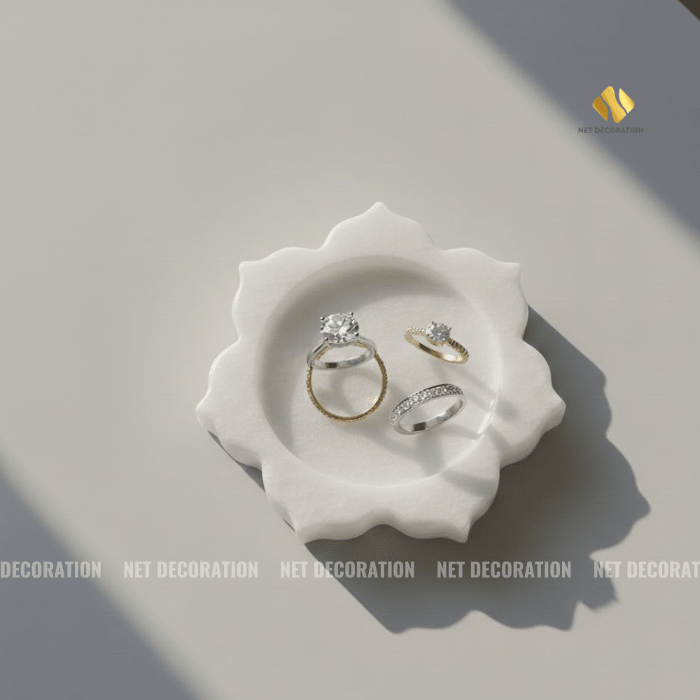 White Floral Stone Coaster - Image 3