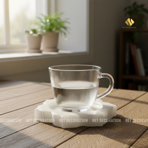 White Floral Stone Coaster - Image 4