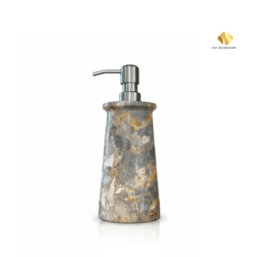 Round Stone Soap Dispenser (Grey-Yellow)