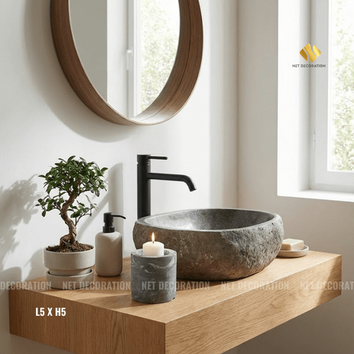 Greay Sand Stone Candle Holder - Image 2