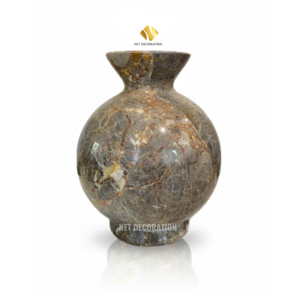 YELLOW BULBOUS STONE VASE