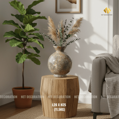 YELLOW BULBOUS STONE VASE - Image 2
