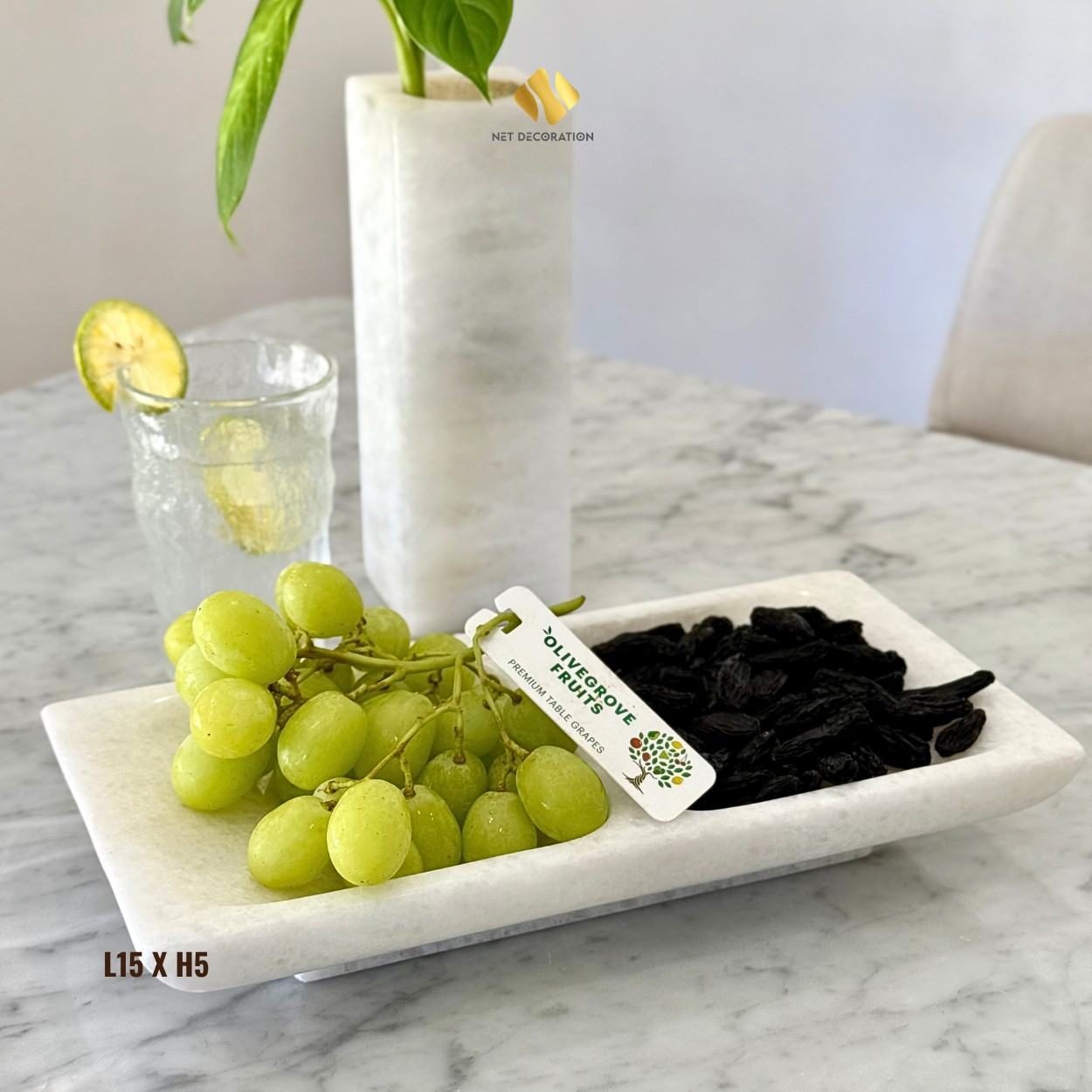 White Marble Double Compartment Tray - Ảnh 3