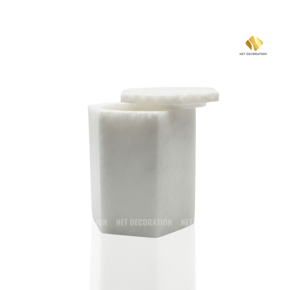 Hexagonal Stone Candy Jar (White)