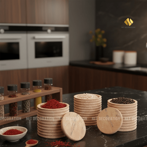 Grooved Stone Candy Jar (Orange) - Image 4
