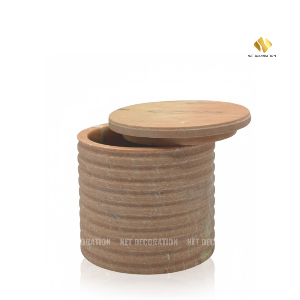 Grooved Stone Candy Jar (Orange)