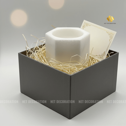 Hexagonal Stone Candy Jar (White) - Image 4