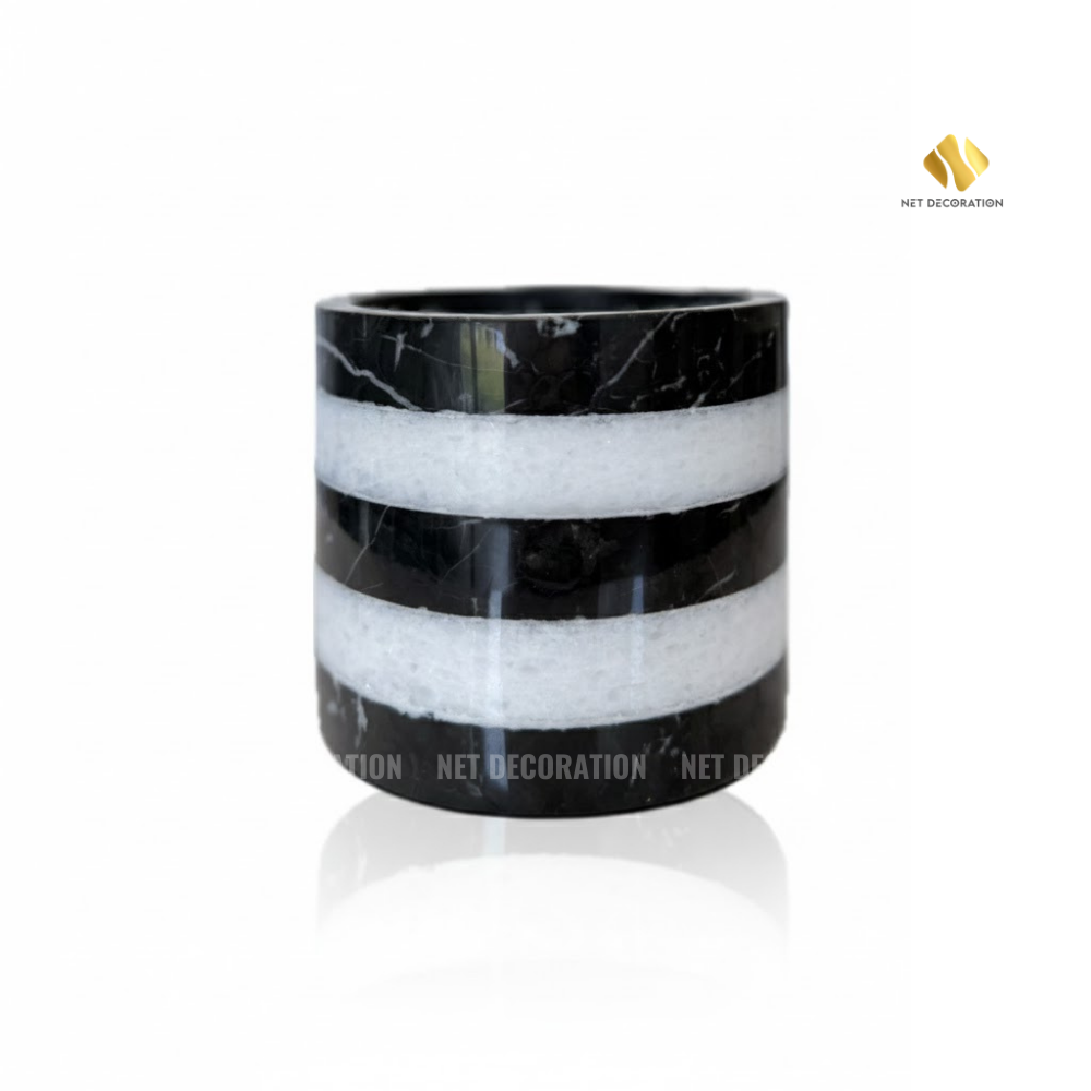 Striped Stone Candy Jar (Black & White Mix)