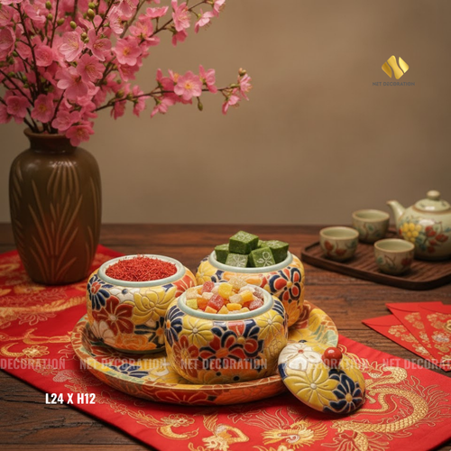 Set Hũ Đựng Gốm Hoa - Ảnh 4