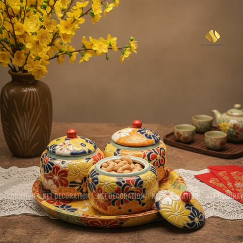 Set Hũ Đựng Gốm Hoa - Ảnh 3