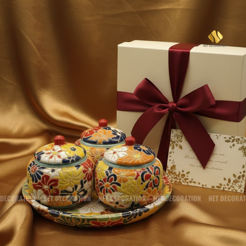 Set Hũ Đựng Gốm Hoa - Ảnh 2