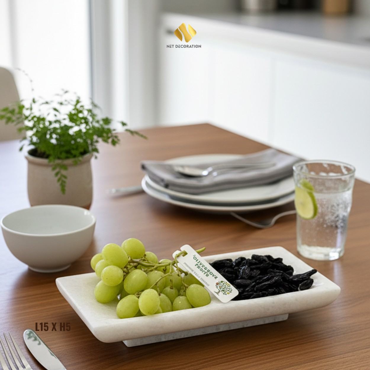 White Marble Double Compartment Tray - Ảnh 2
