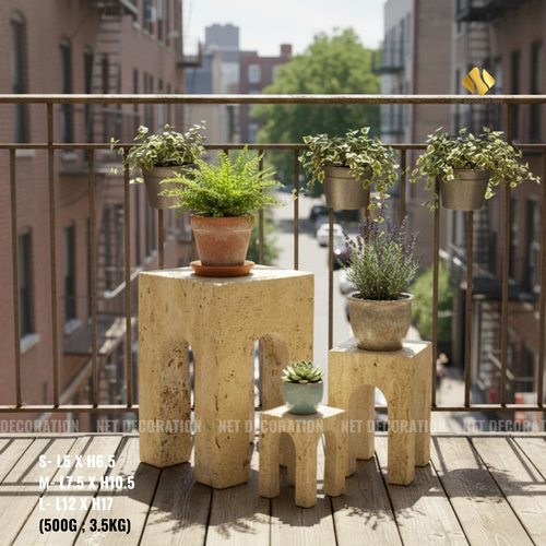 Travertine Arched Stool - Image 4