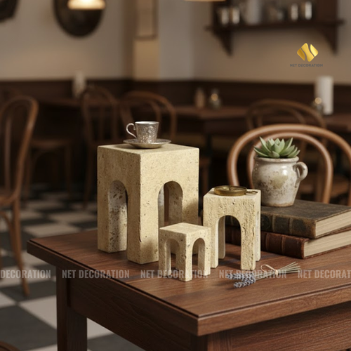 Travertine Arched Stool - Image 3