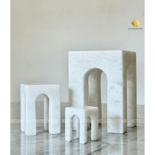 White Marble Arched Stool - Image 4
