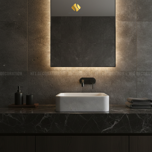 Square Natural Stone Basin – White - Image 4
