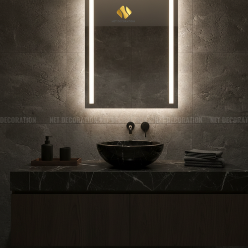 Small Round Natural Stone Basin – Black - Image 4