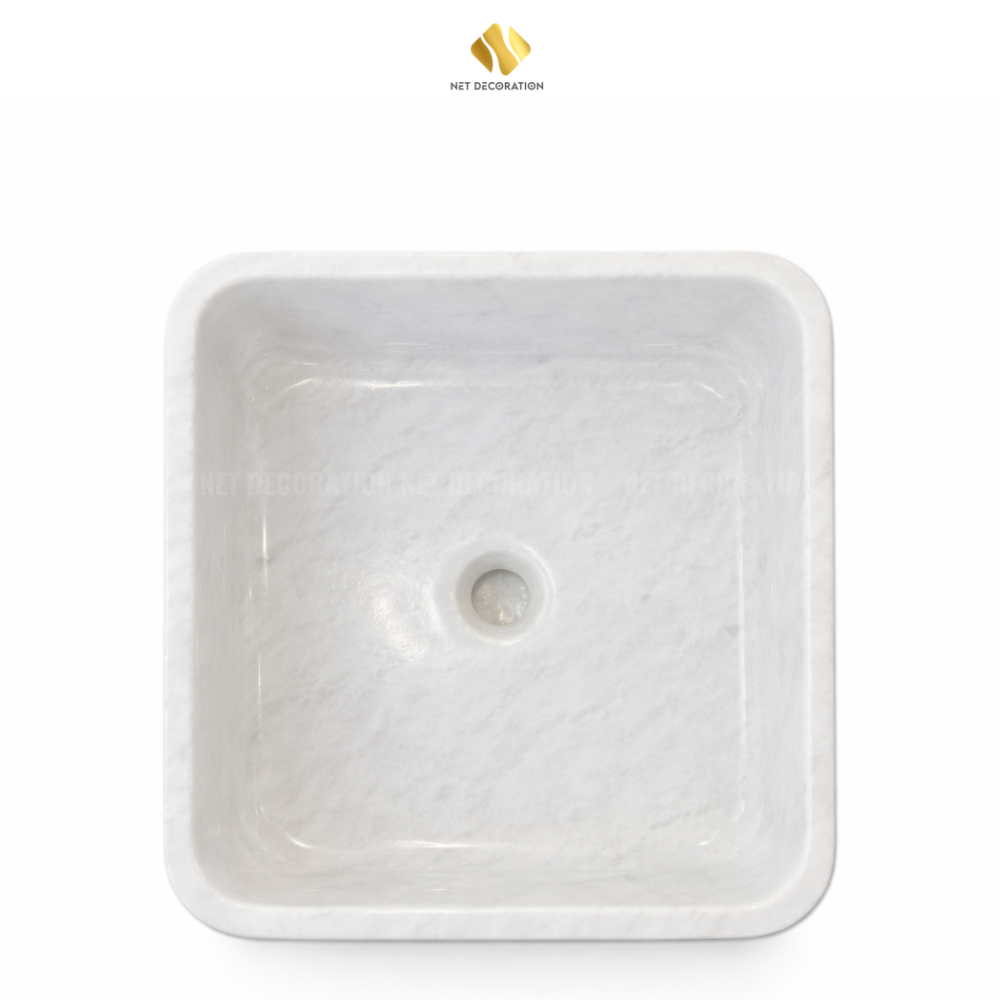 Square Natural Stone Basin – White - Image 6