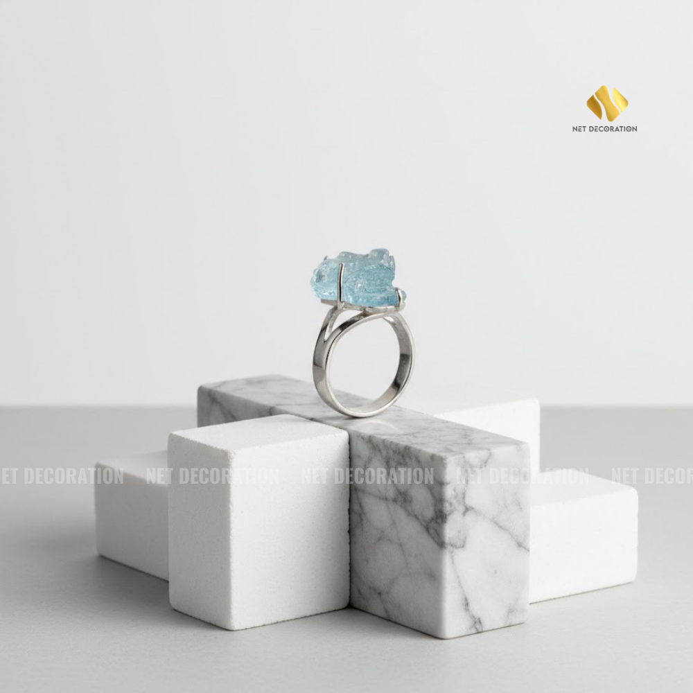Nhẫn Bạc Tỳ Hưu (Aquamarine) - Ảnh 3