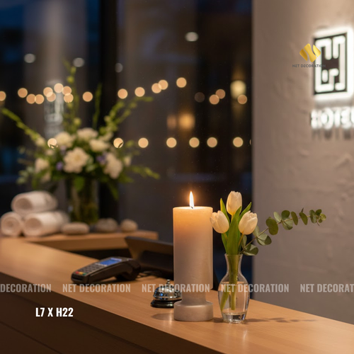 White Stone Vase & Candle Holder - Image 2