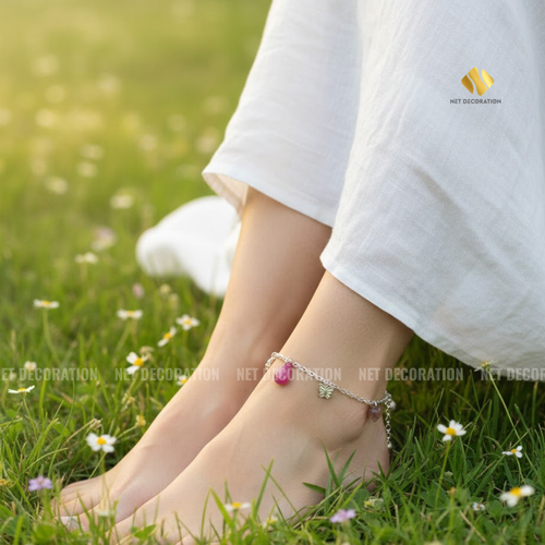 Ruby & Rose Quartz Anklet - Image 2