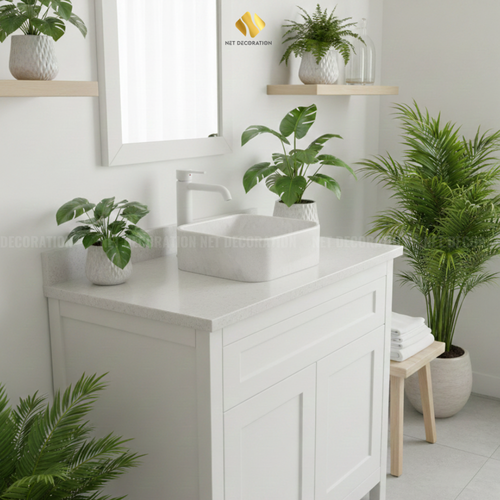 Square Natural Stone Basin – White - Image 5