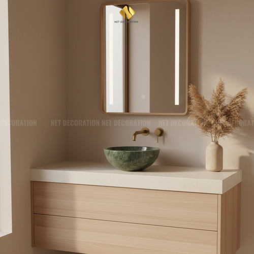 Small Round Natural Stone Basin – Green - Image 4