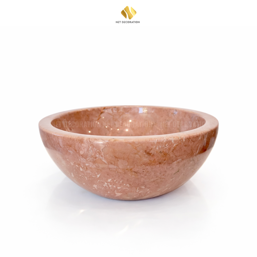 Small Round Natural Stone Basin – Pink
