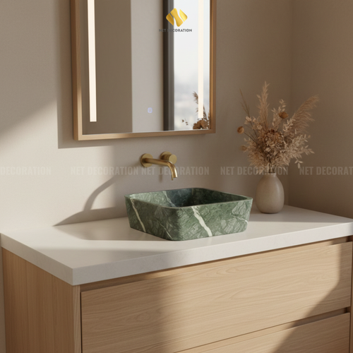 Square Natural Stone Basin – Green - Image 2