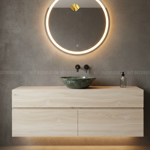 Shallow Natural Stone Basin – Green - Image 3