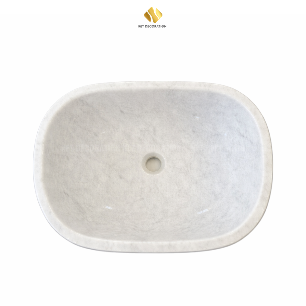 Oval Natural Stone Basin – White - Image 5