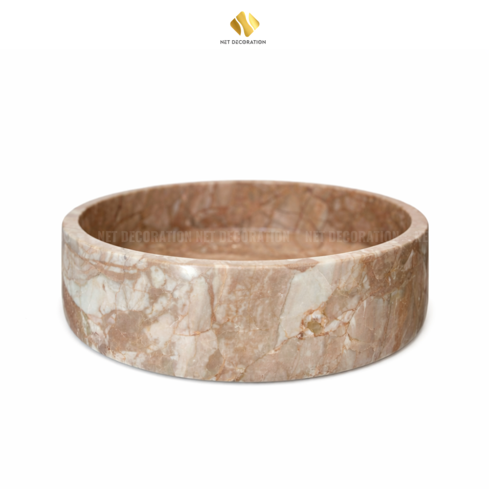 Round Natural Stone Basin – Pink