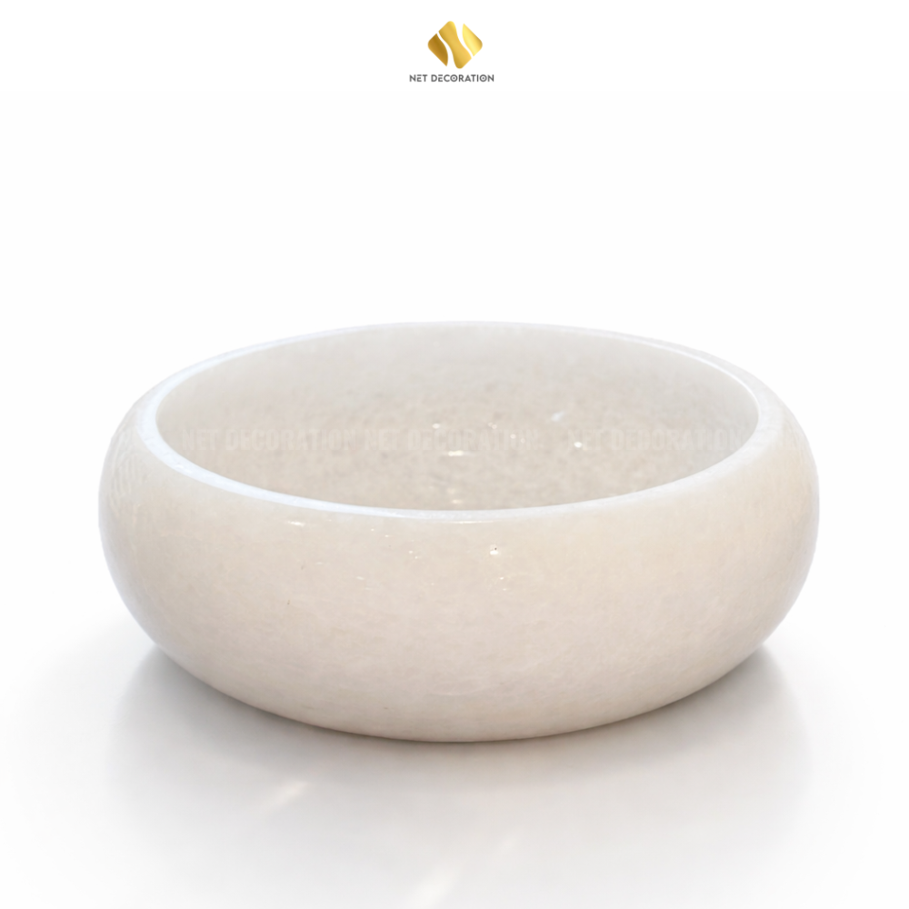 Rounded Natural Stone Basin – White (Bulb Form)