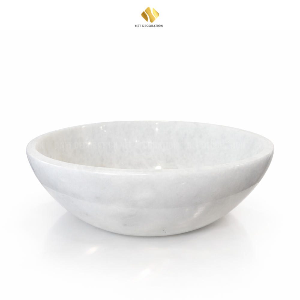 Shallow Natural Stone Basin – White