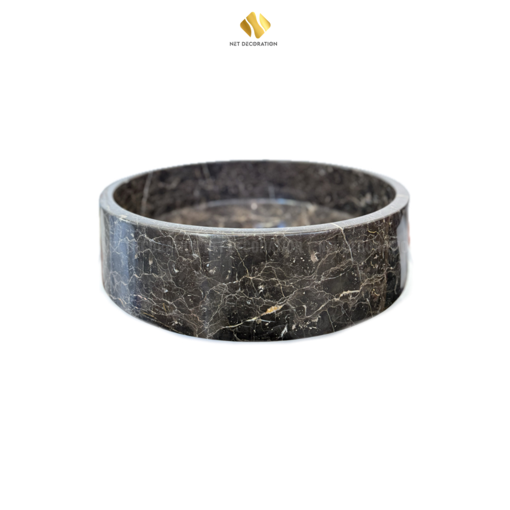 Round Natural Stone Basin – Brown