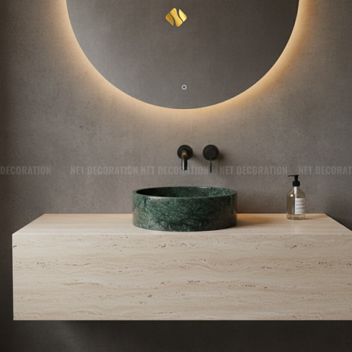 Round Natural Stone Basin – Green - Image 2