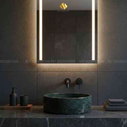 Round Natural Stone Basin – Green - Image 3
