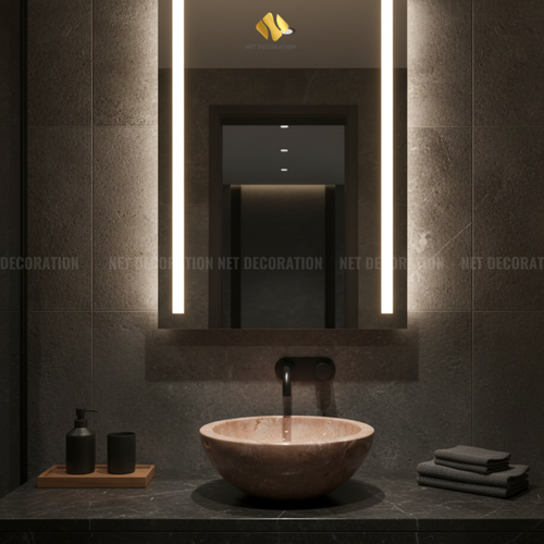 Small Round Natural Stone Basin – Pink - Image 4