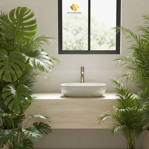 Oval Natural Stone Basin – White - Image 2