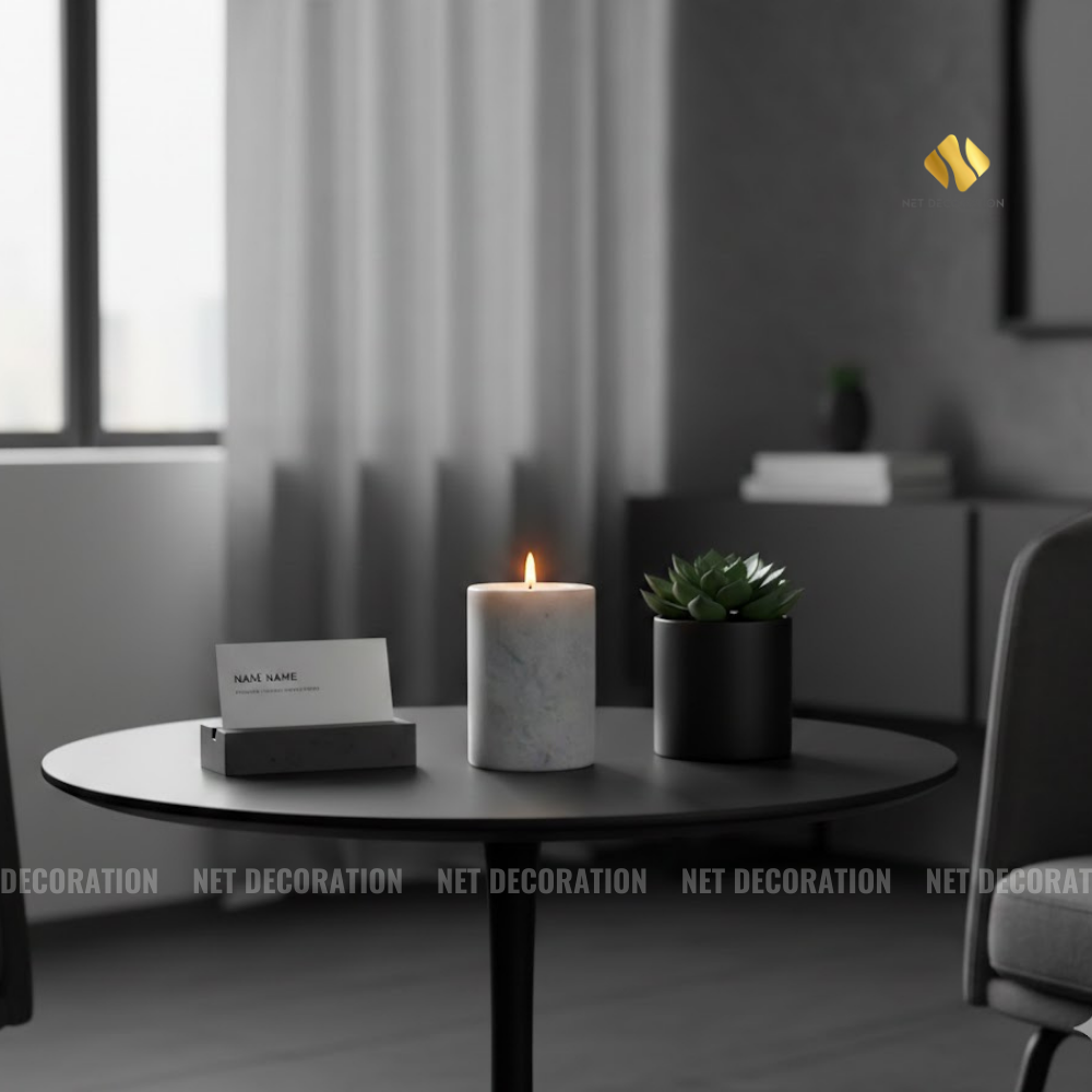 White L1 Stone Candle Holder - Image 4