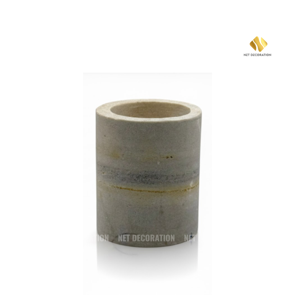 Grey Sand Stone Candle Holder