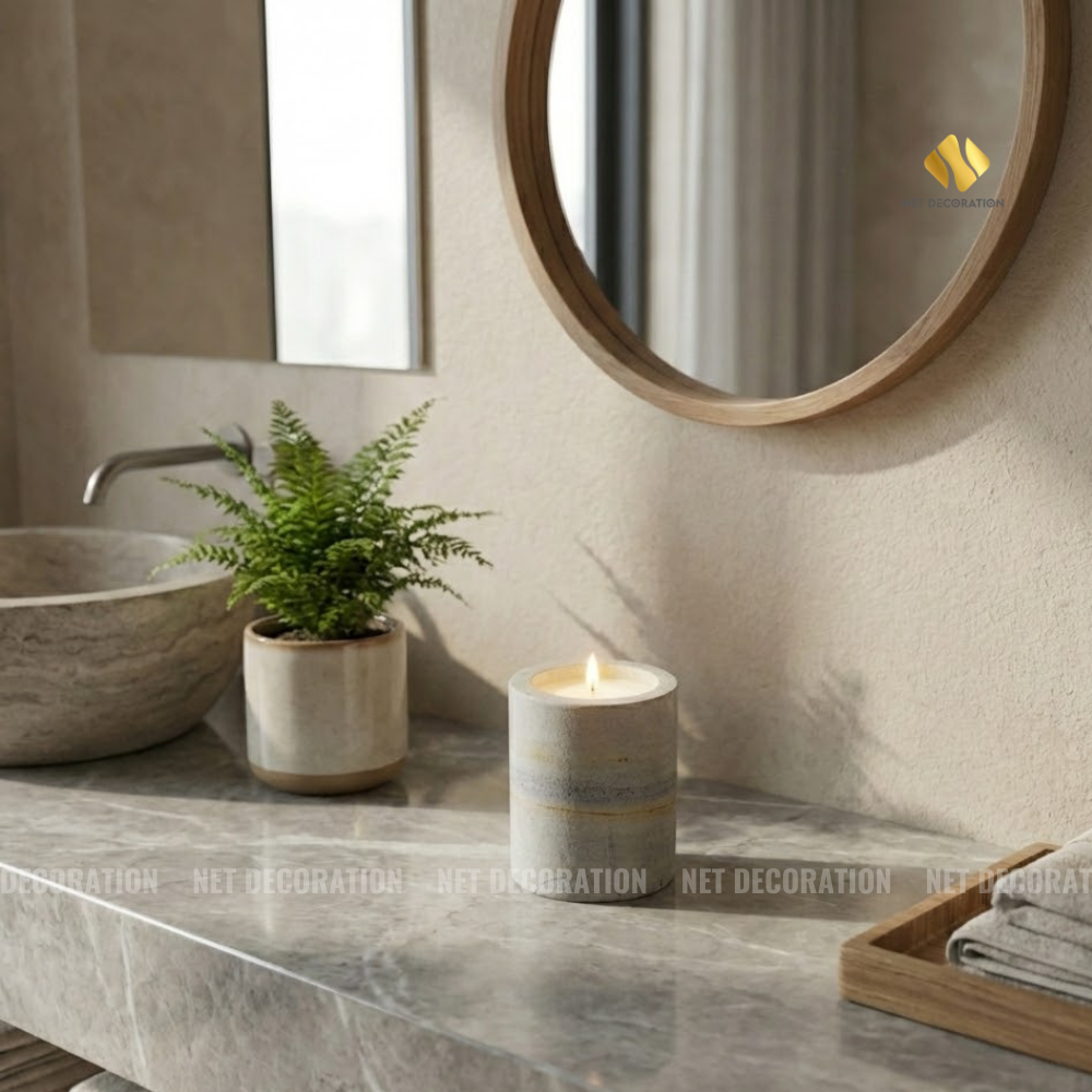 Grey Sand Stone Candle Holder - Image 2