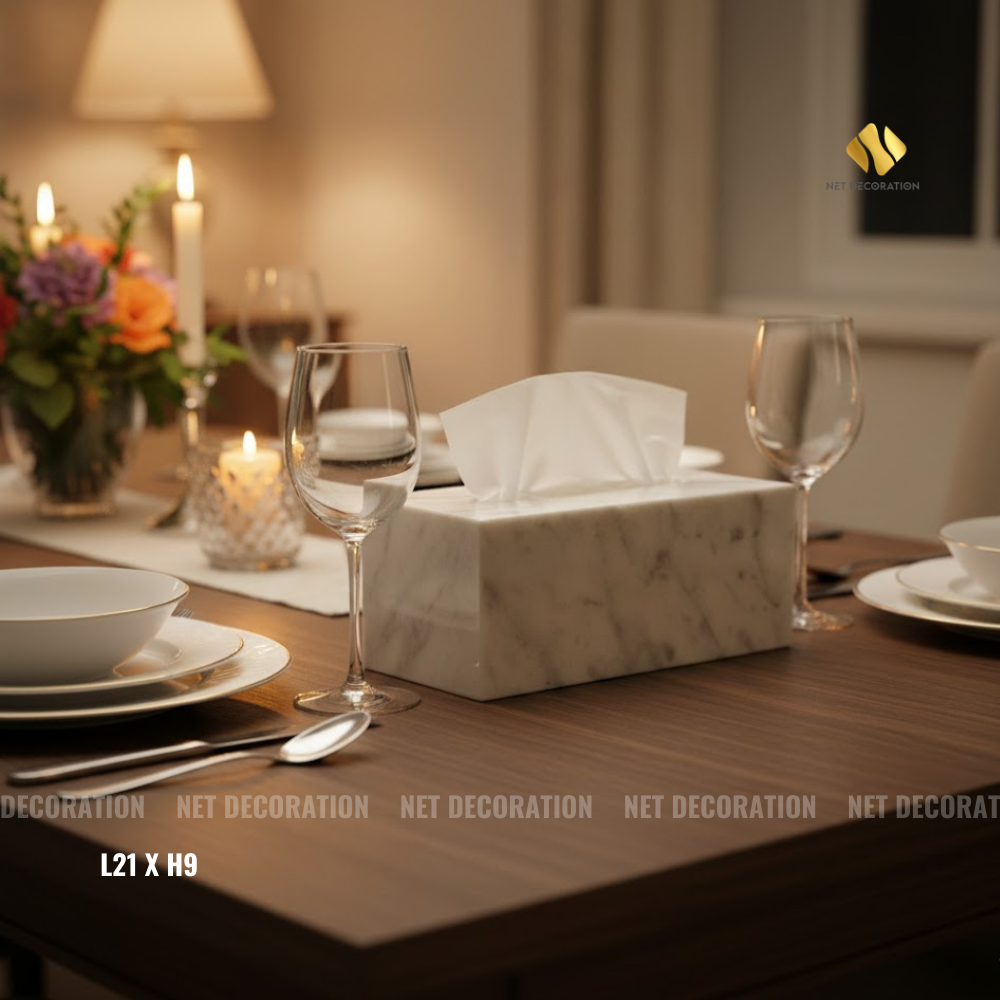 Marble Tissue Box (Italian White) - Image 4
